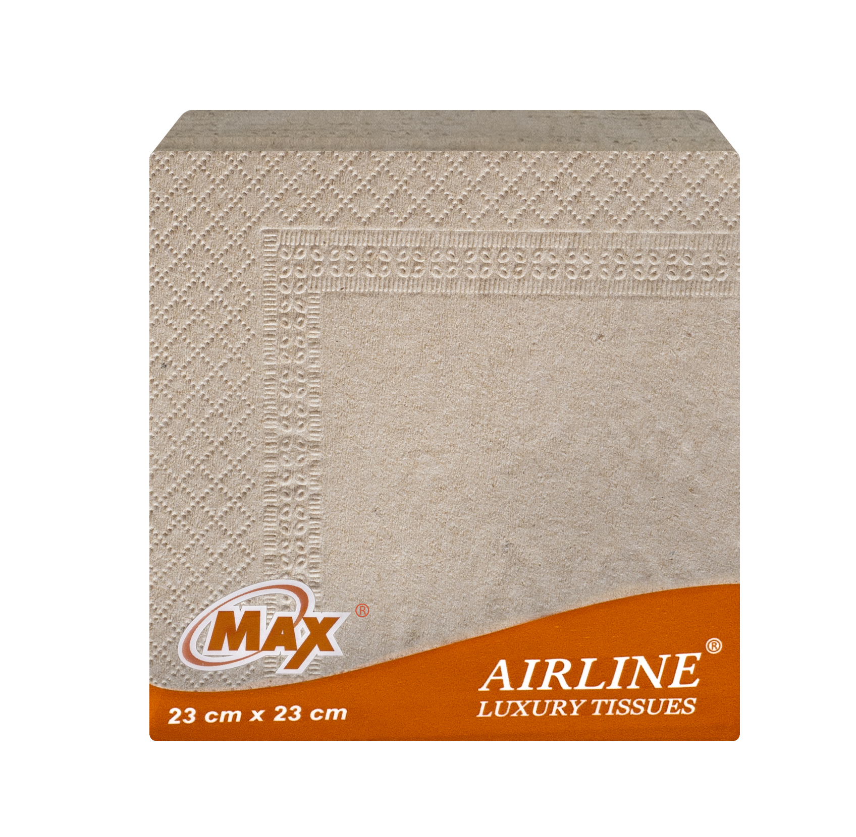 Max Airline 23 cm x 23 cm – 2 Ply Brown Tissue Napkin | 100 Pulls x 10