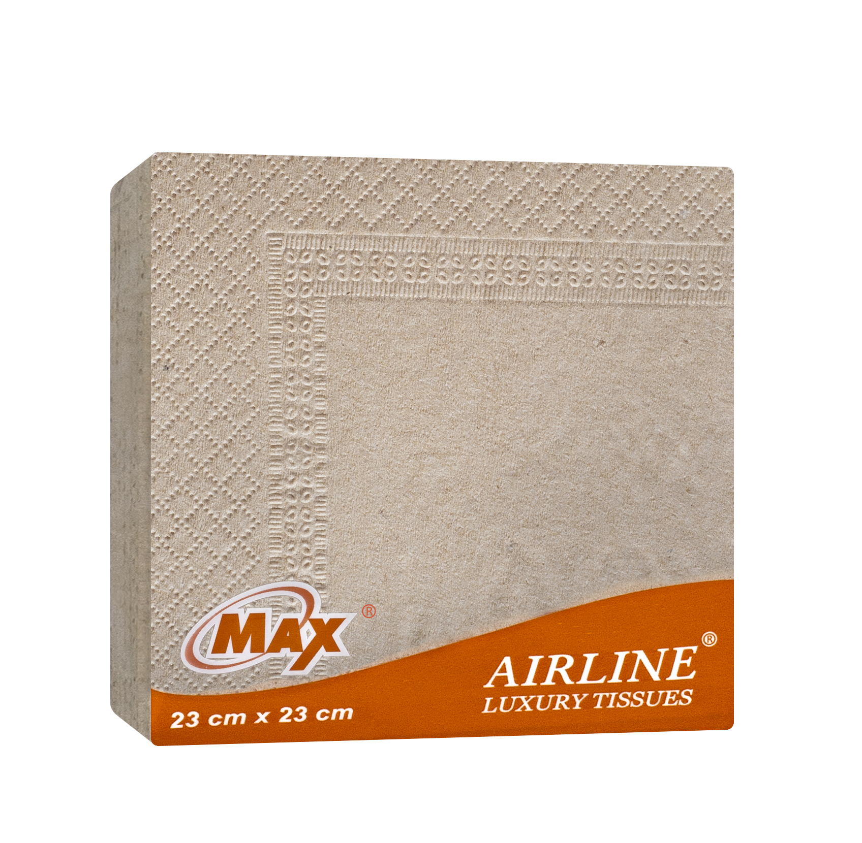 Max Airline 23 cm x 23 cm – 2 Ply Brown Tissue Napkin | 100 Pulls x 10