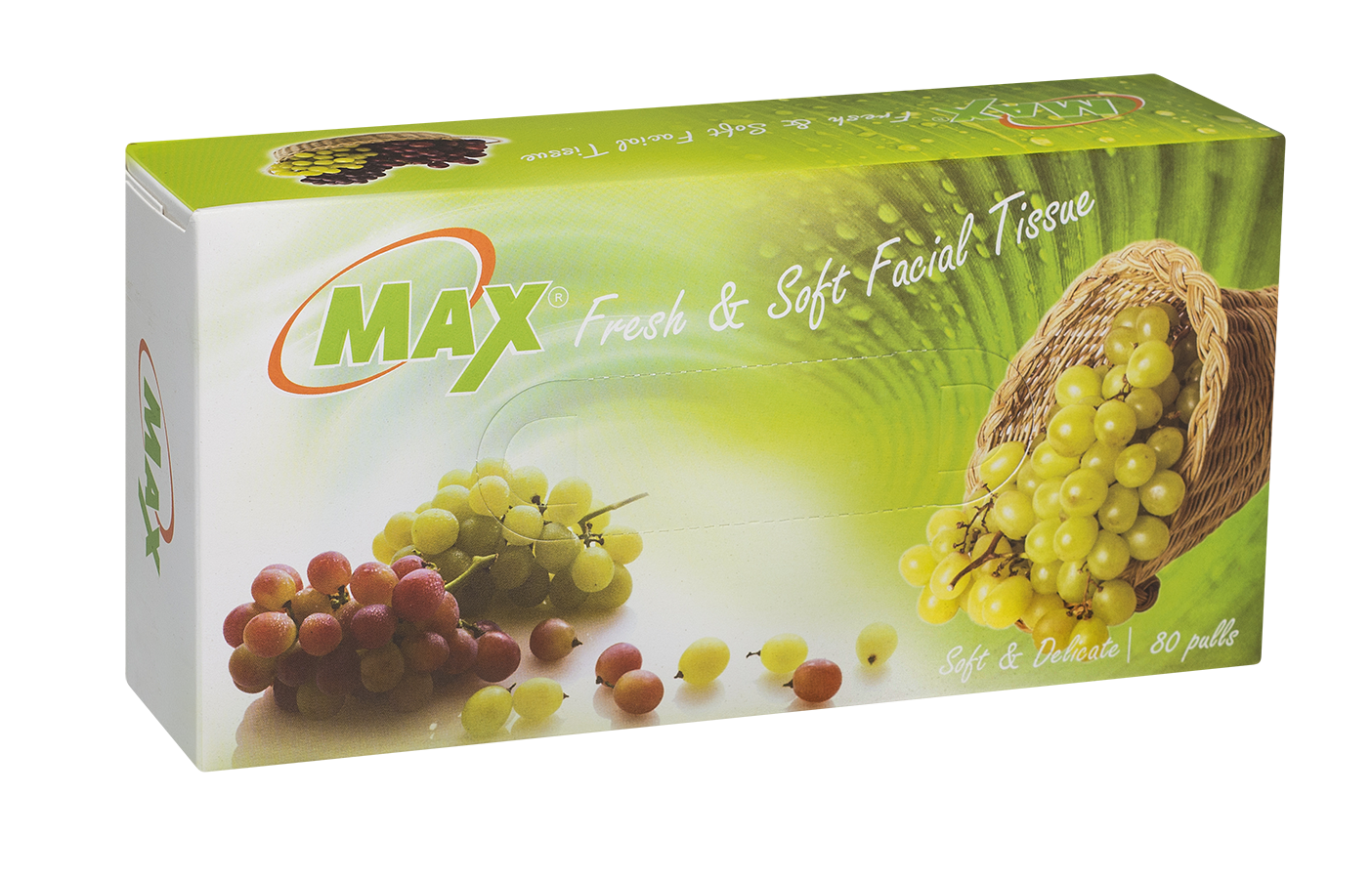 Max Facial Tissue Mix Fruit - 80 Pulls | Virgin Facial Tissue Box | Pack of 12