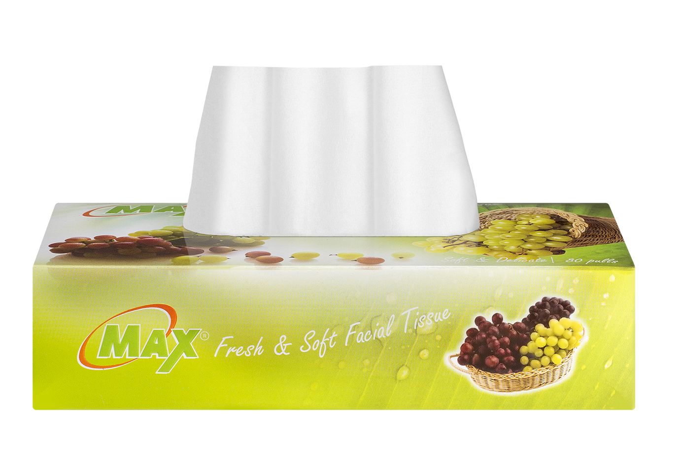 Max Facial Tissue Mix Fruit - 80 Pulls | Virgin Facial Tissue Box | Pack of 12