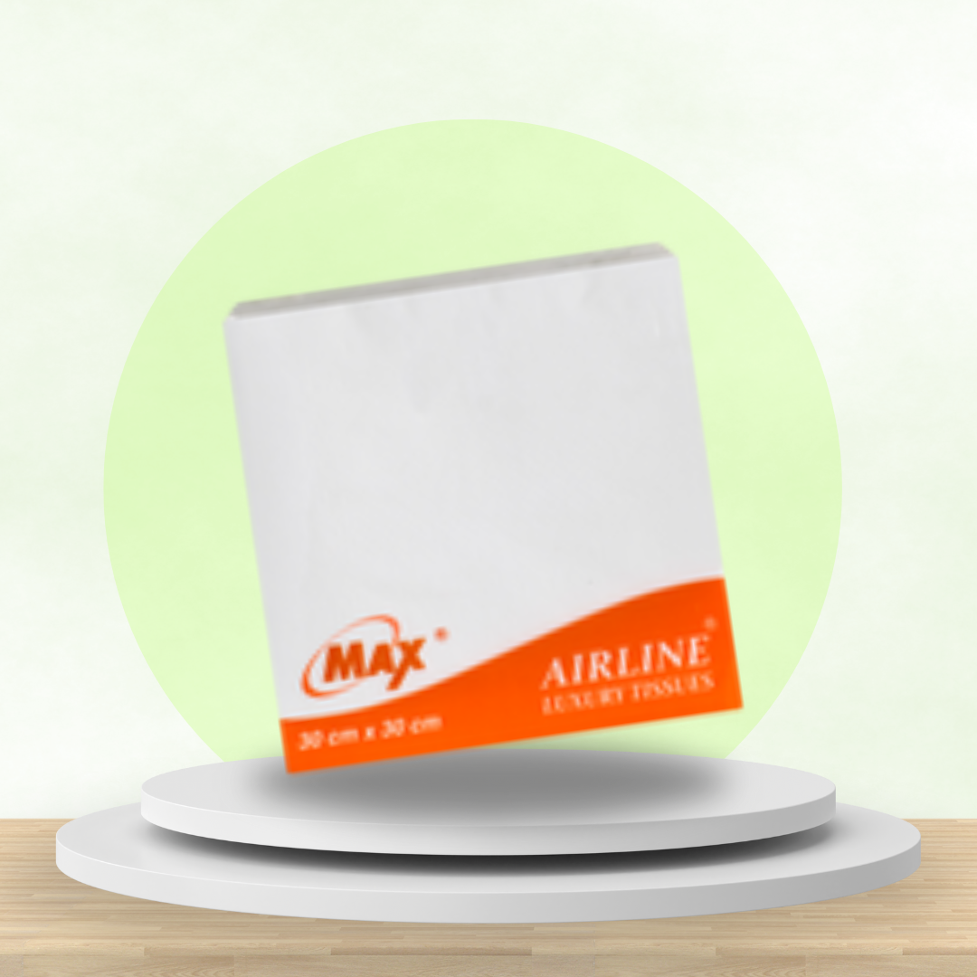 Max Airline 30 cm x 30 cm – 2 Ply Virgin Tissue Napkin | 100 Pulls x 6 Packs